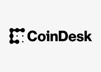 The CoinDesk logo features a black geometric design resembling a letter C made of dots, followed by the bold black text CoinDesk on a light gray background—an emblem familiar to anyone following senate crypto bill coverage.