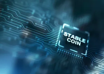 Digital image featuring the word stablecoin to accompany an article about algorithmic stablecoins.