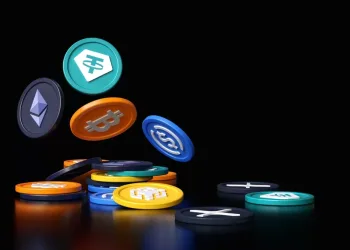 Image of crypto coins flying through the air to accompany article about crypto exchanges.