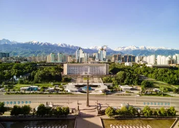 Photo of public buildings in Almaty to illustrate story about crypto's development in Kazakhstan.