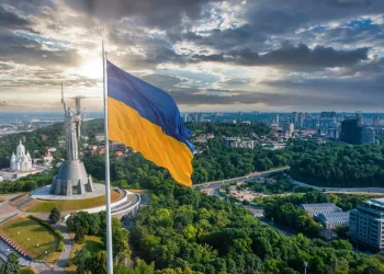 Aerial view of Kyiv used to accompany article about crypto usage in Ukraine.