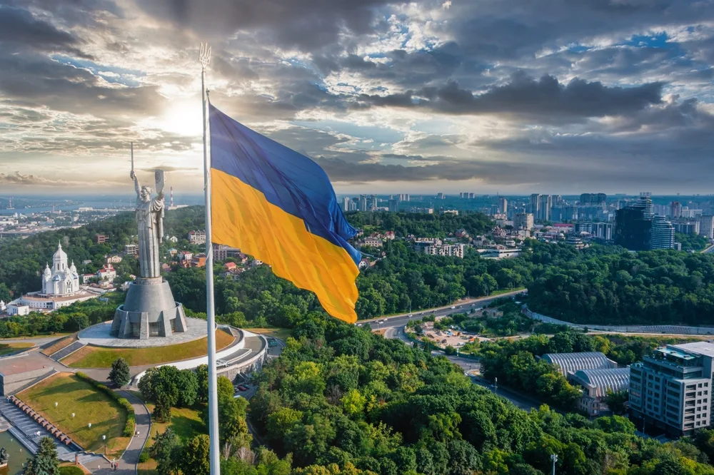 Aerial view of Kyiv used to accompany article about crypto usage in Ukraine.